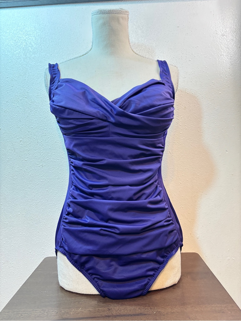 Croft & Barrow Purple Ruched One-Piece Swimsuit